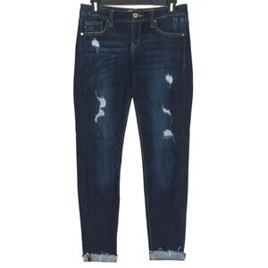 Kancan Jeans Ankle Skinny Distressed Raw Hem Cuffed Grunge Streetwear Blue 7/27